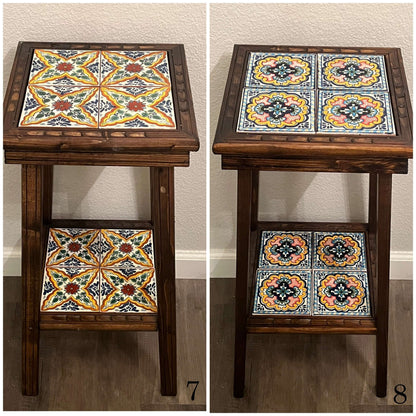 Square Talavera Handmade Mexican Wood Accent Table