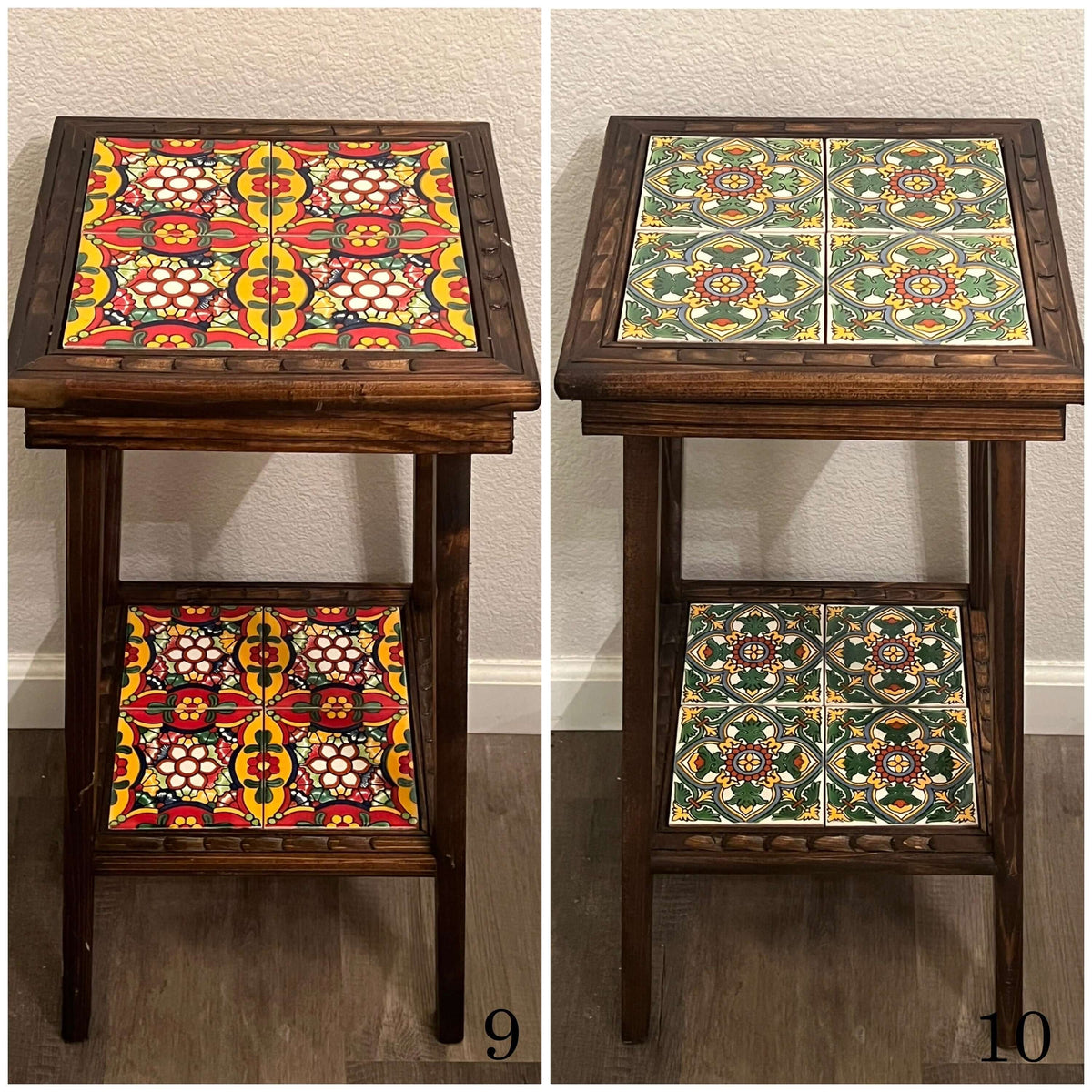 Square Talavera Handmade Mexican Wood Accent Table