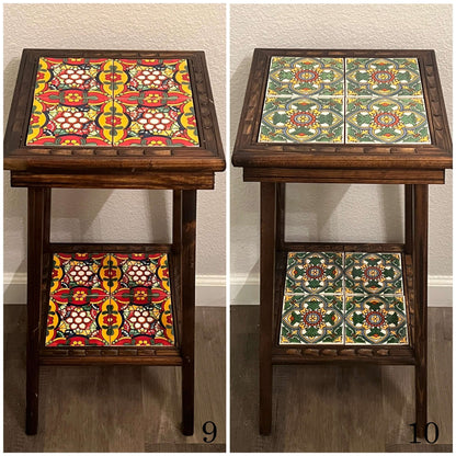 Square Talavera Handmade Mexican Wood Accent Table