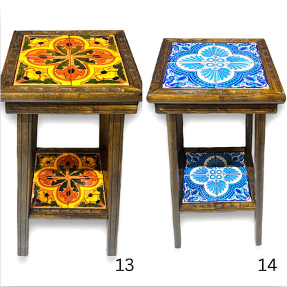 Square Talavera Handmade Mexican Wood Accent Table