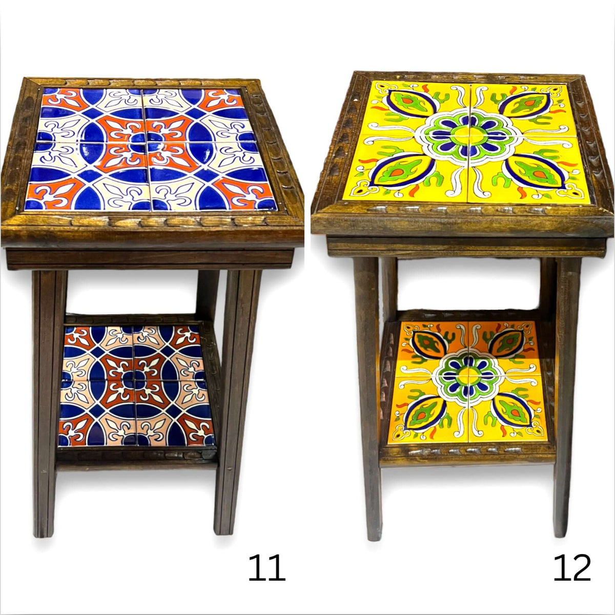 Square Talavera Handmade Mexican Wood Accent Table