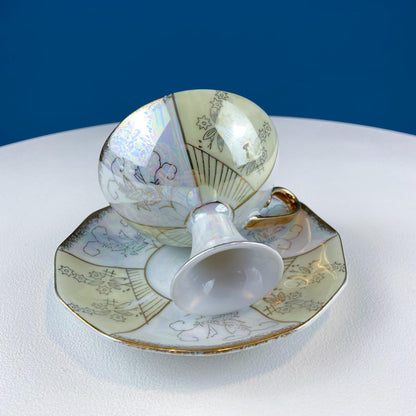 Vintage Pearlescent Tea Cups & Saucers