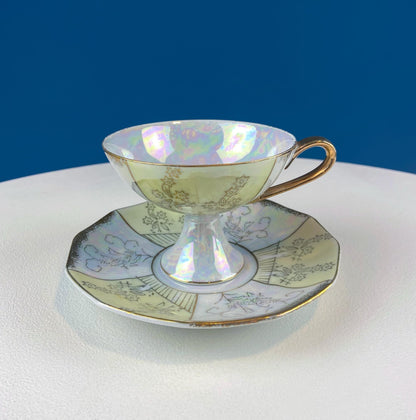 Vintage Pearlescent Tea Cups & Saucers