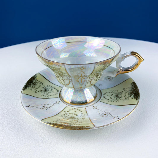 Vintage Pearlescent Tea Cups & Saucers