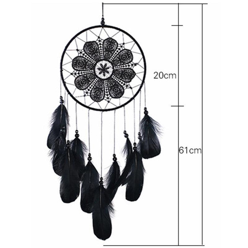 Handmade Dream Catcher with Feathers & Floral Accents