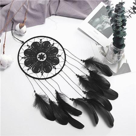 Handmade Dream Catcher with Feathers & Floral Accents