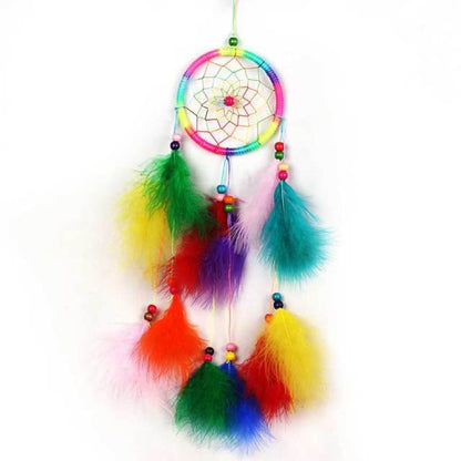 Handmade Dream Catcher with Feathers & Floral Accents