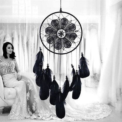 Handmade Dream Catcher with Feathers & Floral Accents