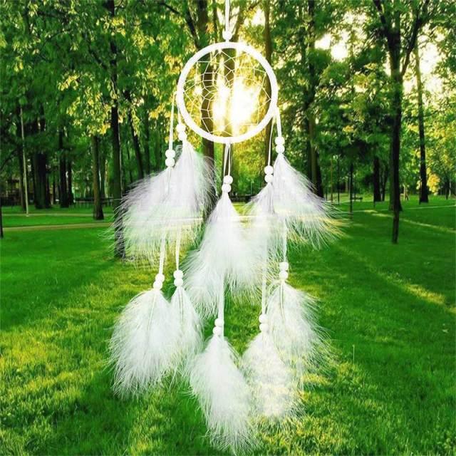 Handmade Dream Catcher with Feathers & Floral Accents