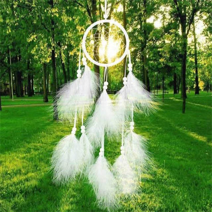 Handmade Dream Catcher with Feathers & Floral Accents