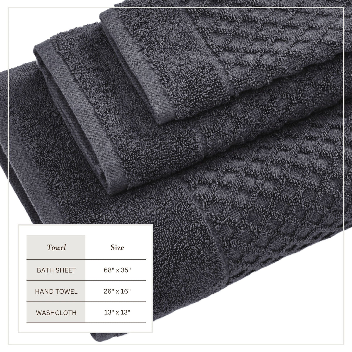 Cotton Diamond Waffle Weave Bath Towel Set