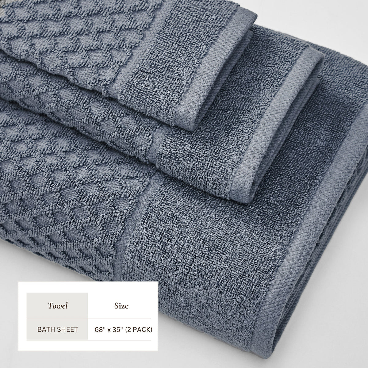 Cotton Diamond Waffle Weave Bath Towel Set