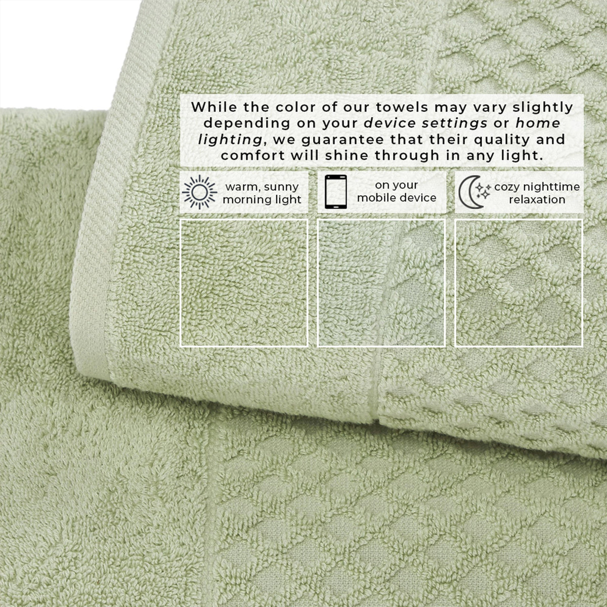 Cotton Diamond Waffle Weave Bath Towel Set
