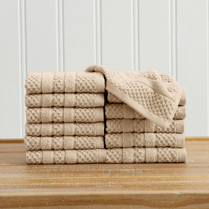 100% Cotton Checkered Jacquard Bath Towel Set