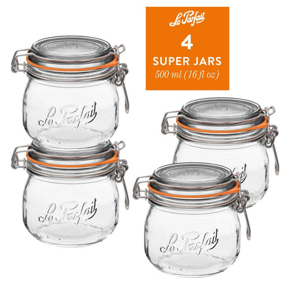 French Glass Canning Jars with Stainless Wire-Bail Clamp Lid