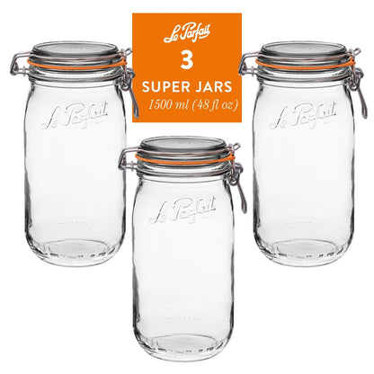 French Glass Canning Jars with Stainless Wire-Bail Clamp Lid