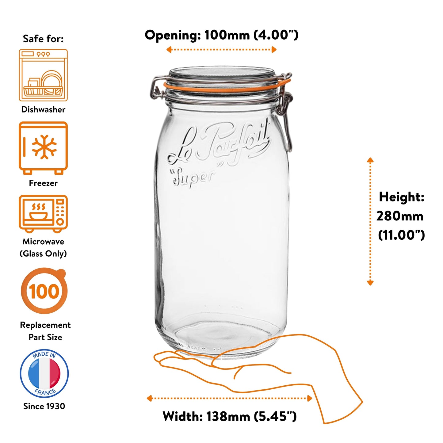French Glass Canning Jars with Stainless Wire-Bail Clamp Lid