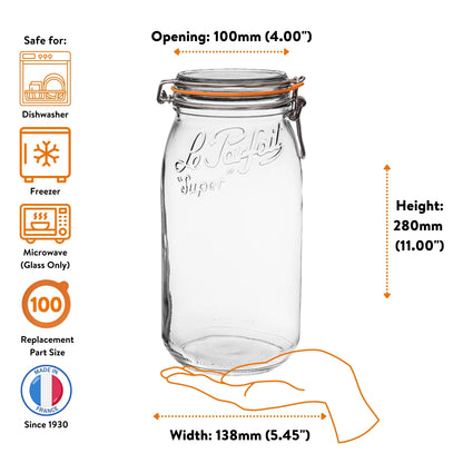 French Glass Canning Jars with Stainless Wire-Bail Clamp Lid