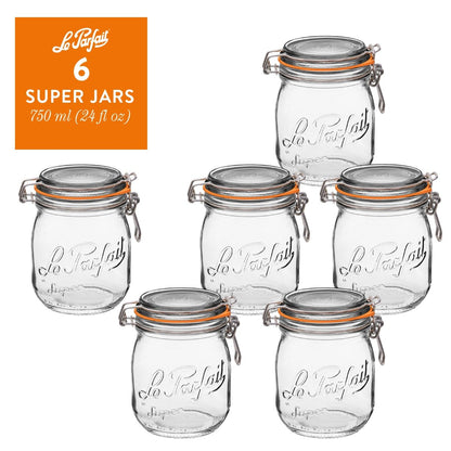 French Glass Canning Jars with Stainless Wire-Bail Clamp Lid