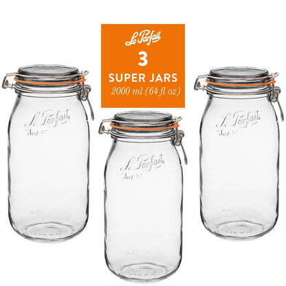 French Glass Canning Jars with Stainless Wire-Bail Clamp Lid