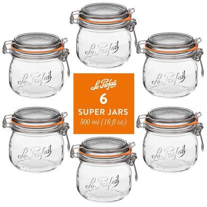 French Glass Canning Jars with Stainless Wire-Bail Clamp Lid