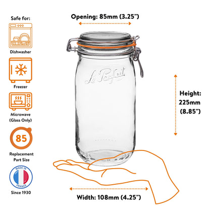 French Glass Canning Jars with Stainless Wire-Bail Clamp Lid