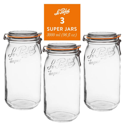 French Glass Canning Jars with Stainless Wire-Bail Clamp Lid