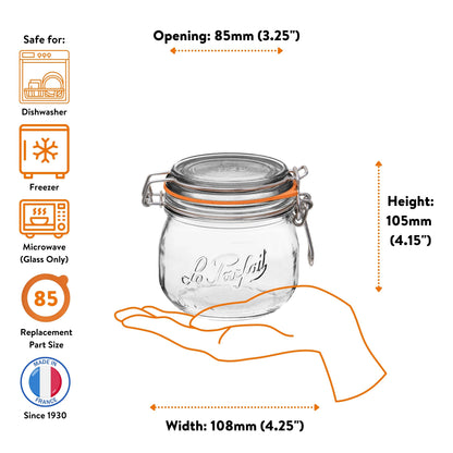 French Glass Canning Jars with Stainless Wire-Bail Clamp Lid