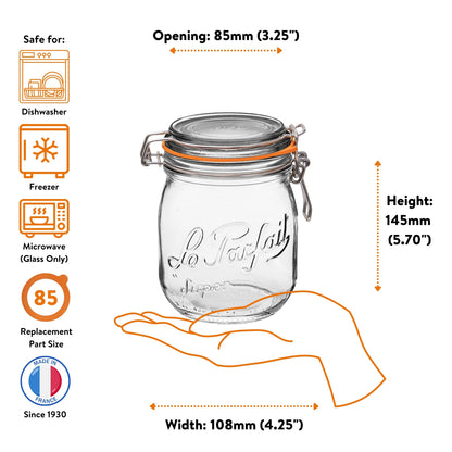French Glass Canning Jars with Stainless Wire-Bail Clamp Lid