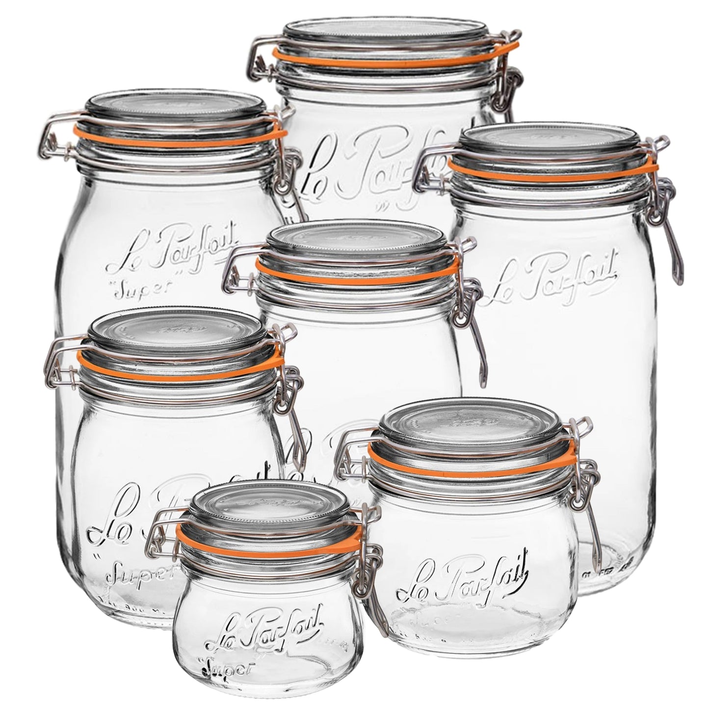 French Glass Canning Jars with Stainless Wire-Bail Clamp Lid