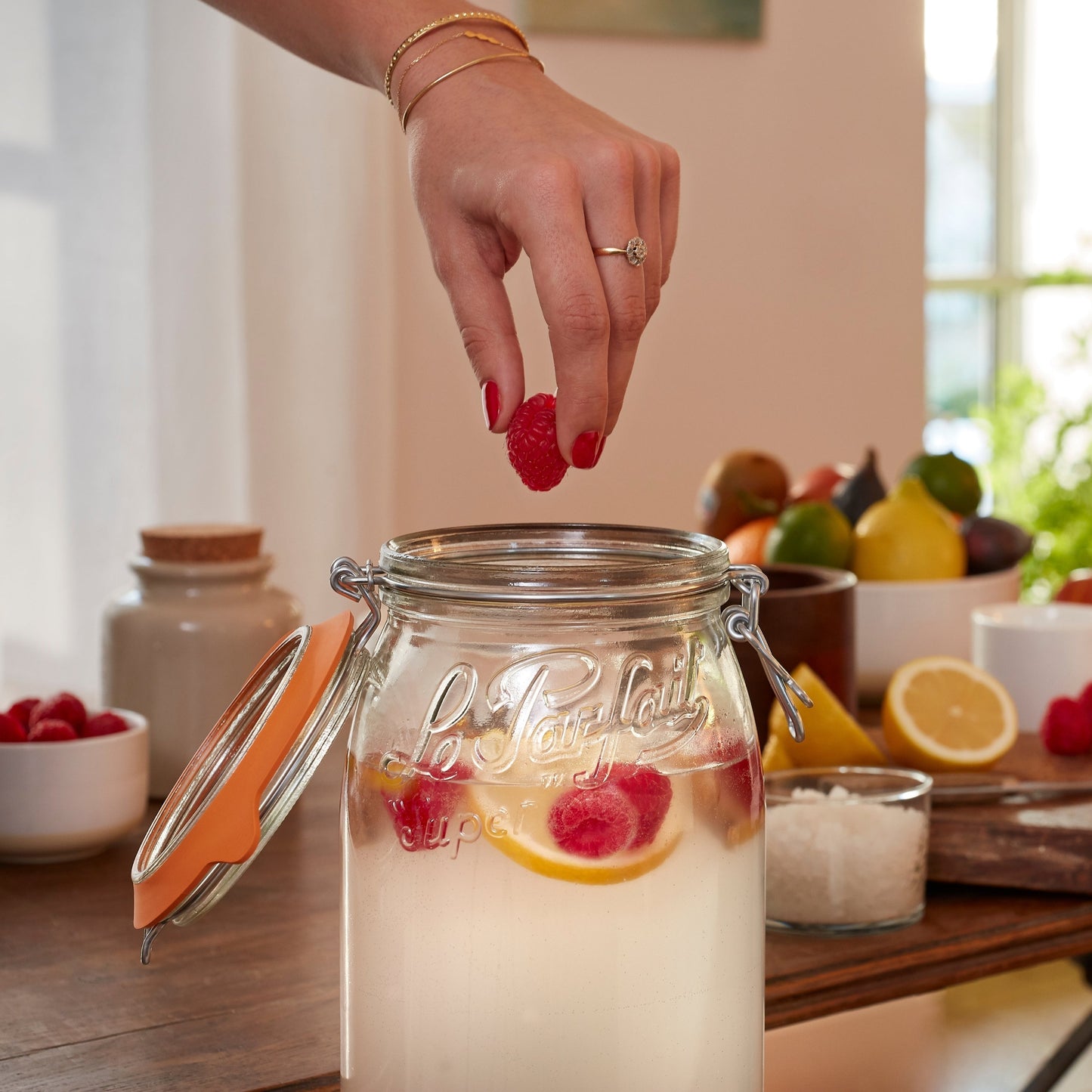 French Glass Canning Jars with Stainless Wire-Bail Clamp Lid