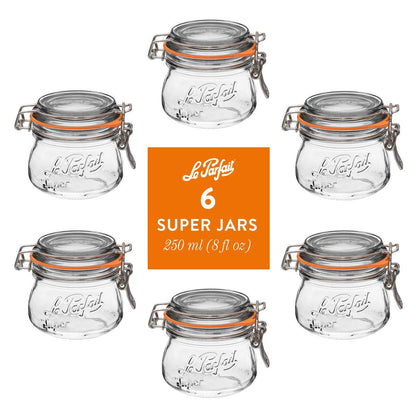 French Glass Canning Jars with Stainless Wire-Bail Clamp Lid