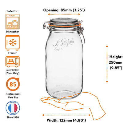 French Glass Canning Jars with Stainless Wire-Bail Clamp Lid