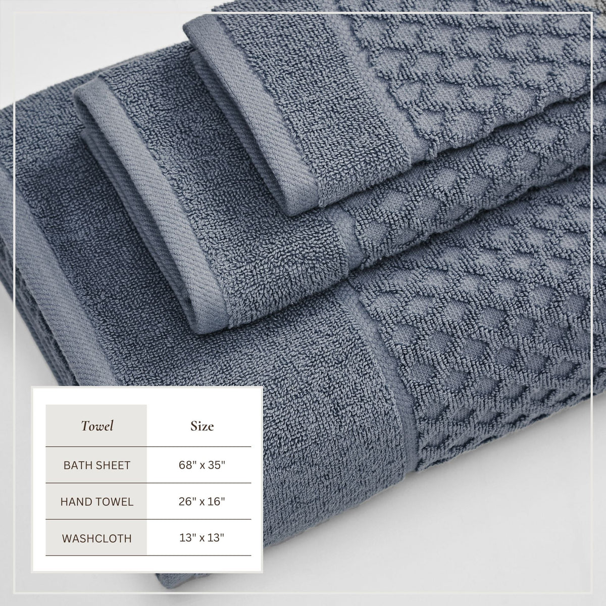 Cotton Diamond Waffle Weave Bath Towel Set