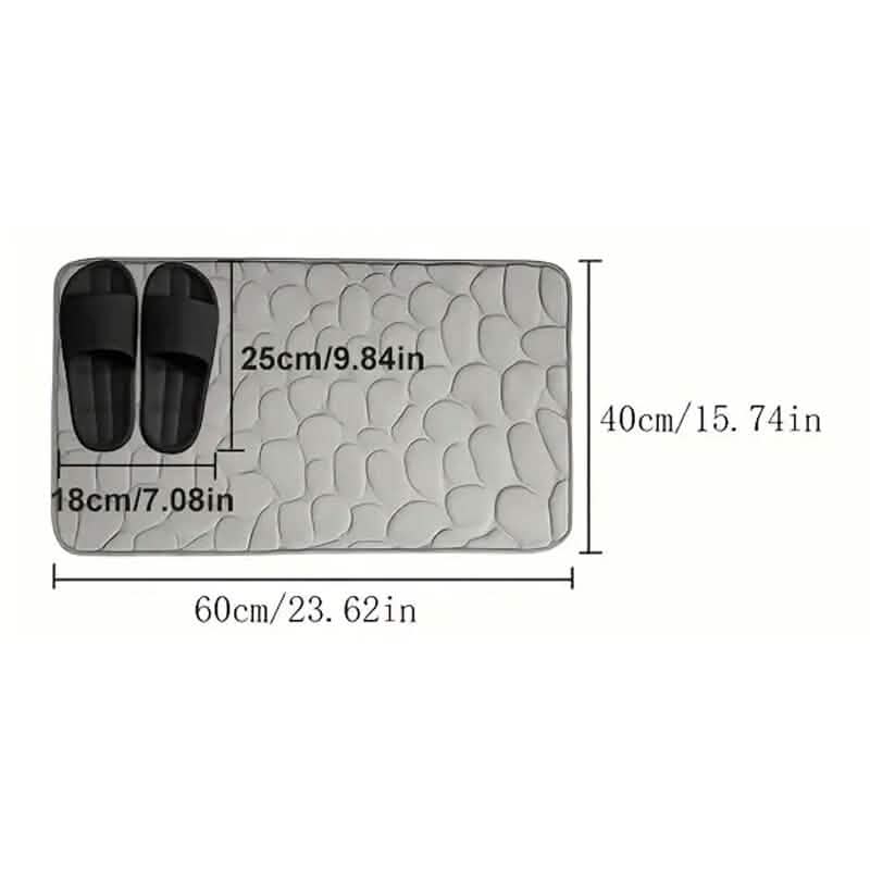 Memory Foam Bath Rug with Cobblestone Embossed Design