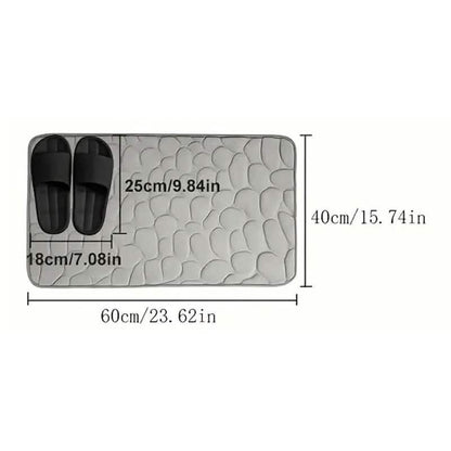 Memory Foam Bath Rug with Cobblestone Embossed Design