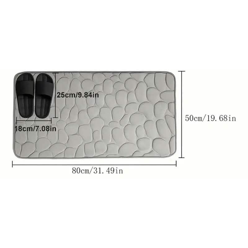 Memory Foam Bath Rug with Cobblestone Embossed Design