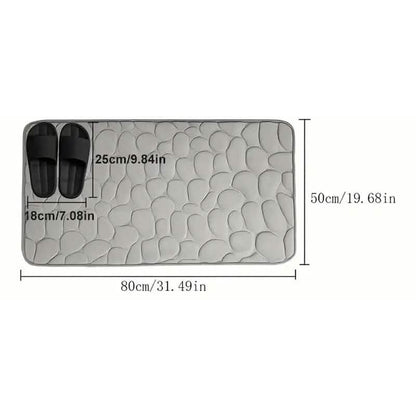 Memory Foam Bath Rug with Cobblestone Embossed Design
