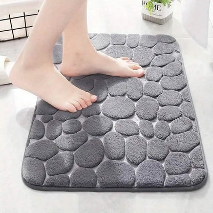 Memory Foam Bath Rug with Cobblestone Embossed Design