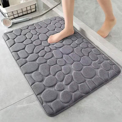 Memory Foam Bath Rug with Cobblestone Embossed Design
