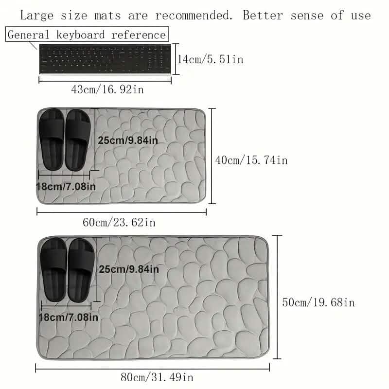 Memory Foam Bath Rug with Cobblestone Embossed Design