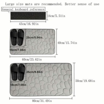 Memory Foam Bath Rug with Cobblestone Embossed Design