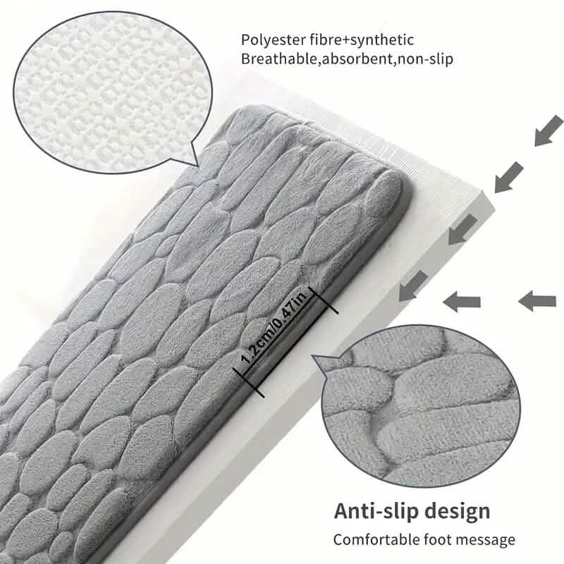 Memory Foam Bath Rug with Cobblestone Embossed Design