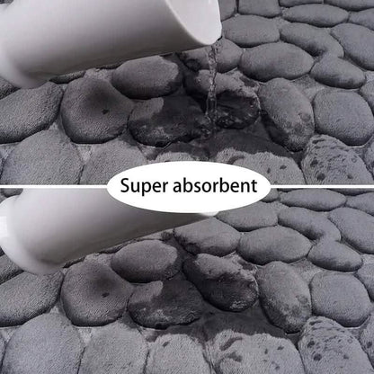 Memory Foam Bath Rug with Cobblestone Embossed Design