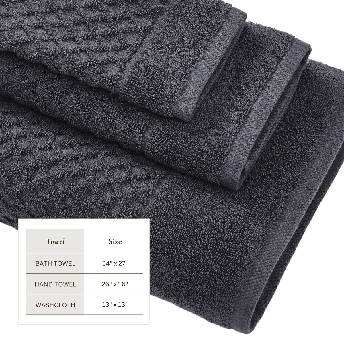 Cotton Diamond Waffle Weave Bath Towel Set