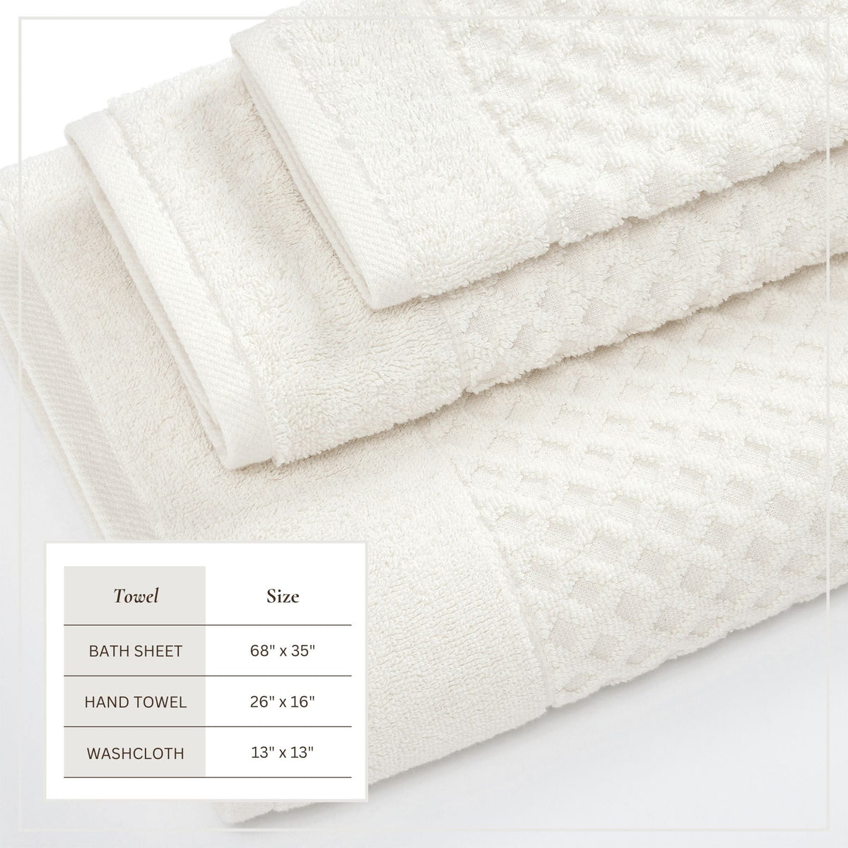 Cotton Diamond Waffle Weave Bath Towel Set
