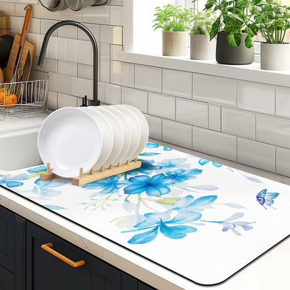 Edeesky Dish Drying Mat Leather Diatomite Kitchen Counter 12x20 Large