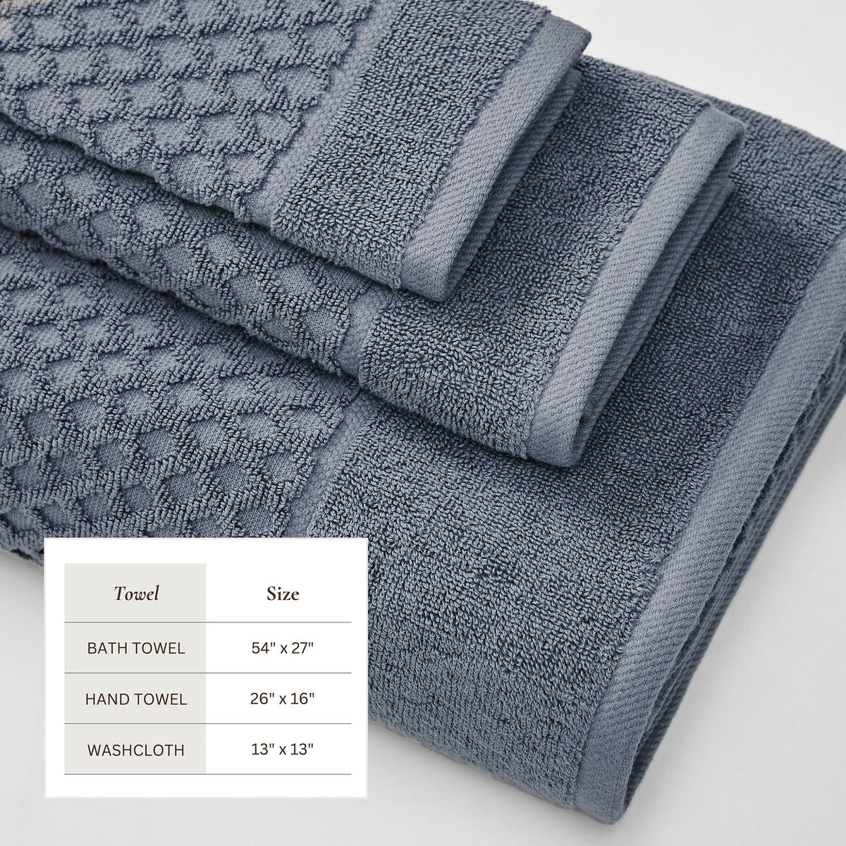 Cotton Diamond Waffle Weave Bath Towel Set