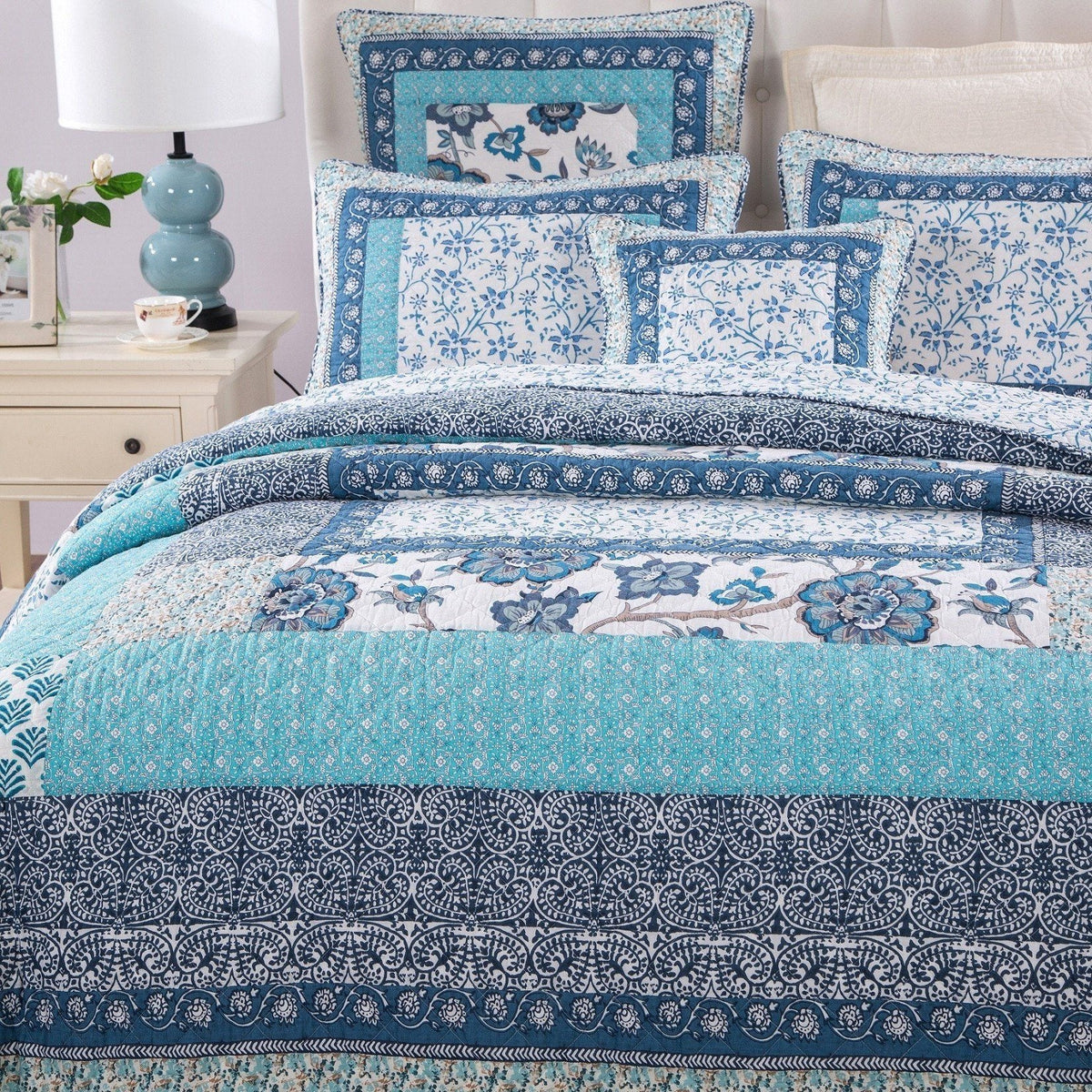 Tache Cotton Floral Patchwork Bedspread Set