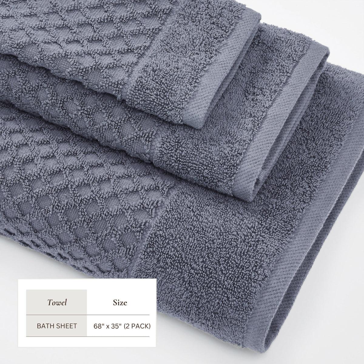 Cotton Diamond Waffle Weave Bath Towel Set